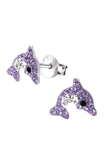 schmuck23 Ohrringe 925 Silber Delfin in Lila