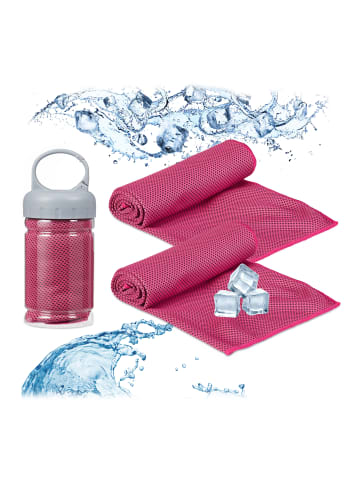 relaxdays 2er-Set: Kühlhandtuch in Pink - 90 x 30 cm