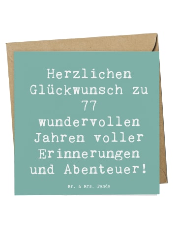 Mr. & Mrs. Panda Einladungskarte Spruch 77. Geburtstag mit Spruch in Meeresbrise