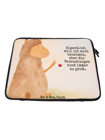 Mr. & Mrs. Panda Hülle Laptop Alpaka Fahne Design mit Spruch in Weiß