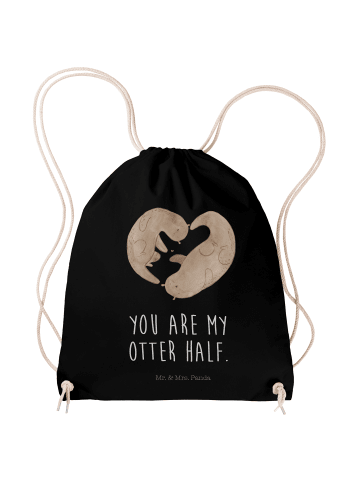 Mr. & Mrs. Panda Stofftasche Otter Herz mit Spruch in Schwarz