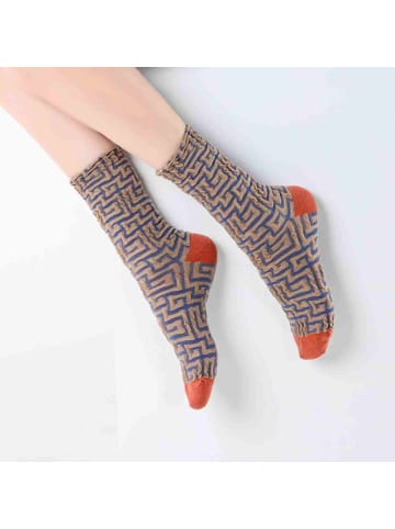 MUNADUNA 3er-Pack 3D-Relief Labyrinth-Fashionsocken in Grau