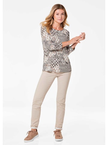 GOLDNER Edles Printshirt mit Allover-Druck in beige / gemustert
