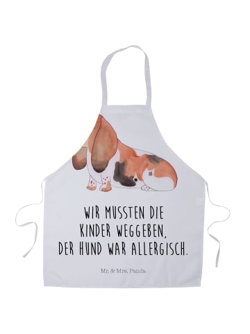 Mr. & Mrs. Panda Kochschürze Hund Basset Hound mit Spruch in Weiß