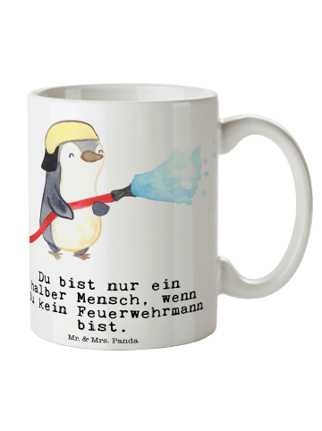 Mr. & Mrs. Panda Tasse Feuerwehrmann Herz mit Spruch in Weiß