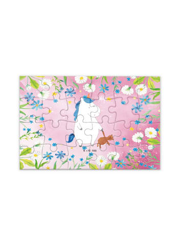 Mr. & Mrs. Panda Puzzle Einhorn Teddy ohne Spruch in Rot Pastell