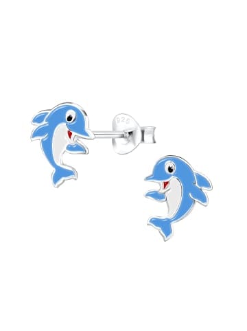 Alexander York Kinderohrstecker DELFIN in 925 Sterling Silber, 2-tlg. in blue