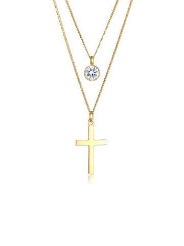 Elli Halskette 925 Sterling Silber Kreuz in Gold