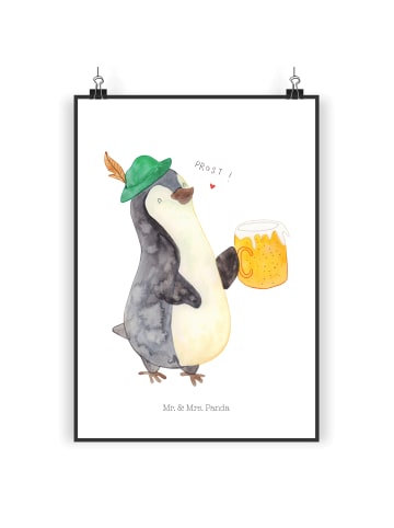 Mr. & Mrs. Panda Poster Pinguin Bier ohne Spruch in Weiß