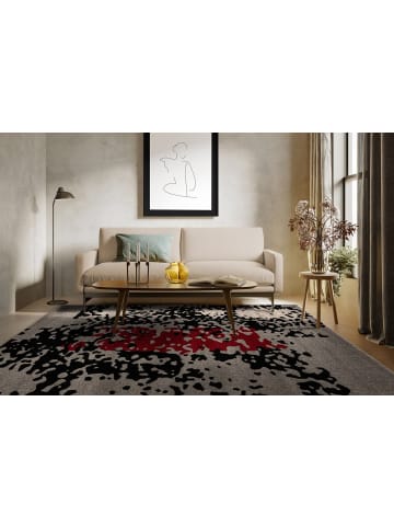 Kurzflor Teppich Noah 325 in Schwarz Rot