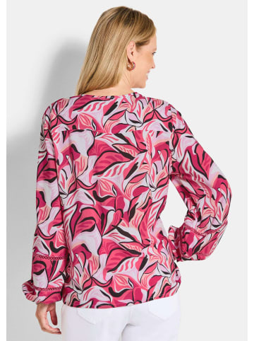 GOLDNER Kurzgröße:  Blusenshirt Viskosebluse mit floralem Muster in pink / gemustert