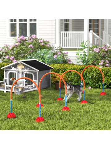 Pawhut Hunde Agility Set Blau+Orange Kunststoff