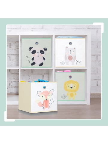 relaxdays 4 x Kinder Aufbewahrungsboxen "Tiere C" in Bunt - (B)30 x (H)30 x (T)30 cm