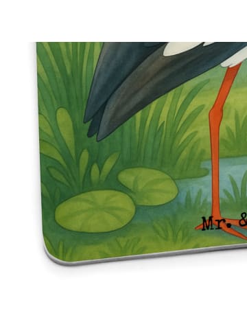 Mr. & Mrs. Panda Tischuntersetzer Storch Design ohne Spruch in Weiß