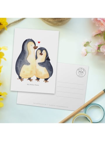 Mr. & Mrs. Panda einzelkarte Pinguin umarmen ohne Spruch in Weiß