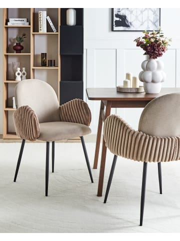 Beliani 2er-Set Esszimmerstuhl AMITY in Beige/Schwarz/Braun