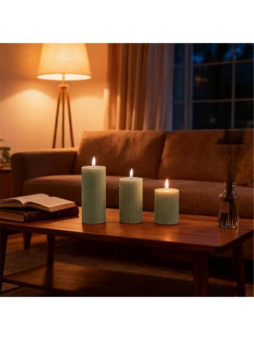 relaxdays 3 x LED Kerzen in Salbei