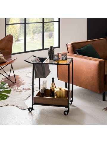 home24 Servierwagen Donard in Grau / Walnuss