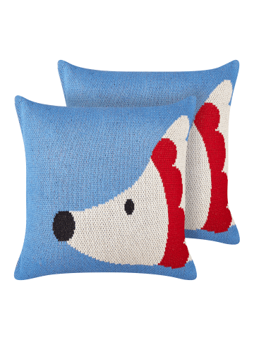 Beliani 2er-Set Dekokissen PASHOT in Blau/Gelb/Beige