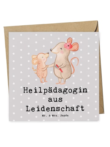 Mr. & Mrs. Panda Grußkarte Heilpädagogin Leidenschaft mit Spruch in Grau Pastell