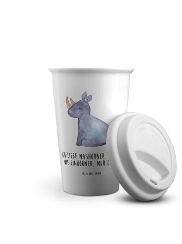 Mr. & Mrs. Panda Coffee To Go Becher Einhorn Nashorn mit Spruch in Weiß