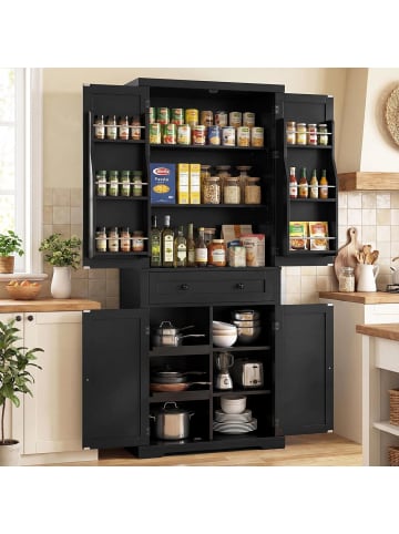 COSTWAY Küchenschrank hoch 184 cm in Schwarz