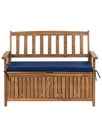 Beliani Gartenbank SOVANA in Braun/Blau - (W) 120 x (H) 91 x (L) 60 cm