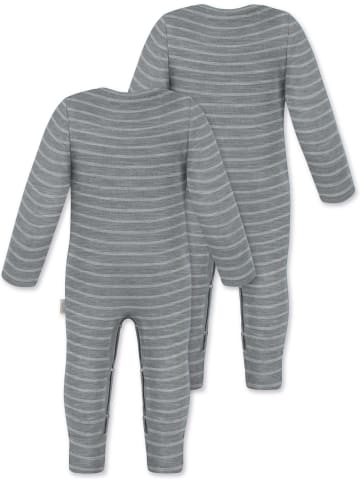 Normani Outdoor Sports Normani Outdoor Sports 2er Pack Baby Merino Strampler „Waverly" in Grau gestreift