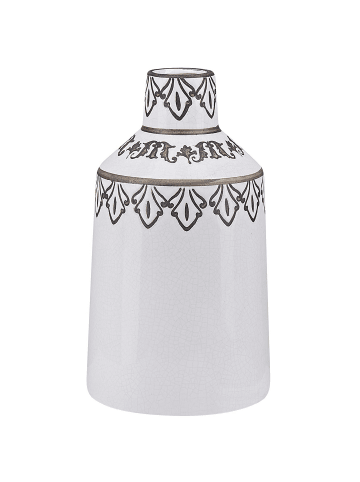 Beliani Blumenvase AMISOS in Weiß/Schwarz - (W) 14 x (H) 25 x (L) 14 cm