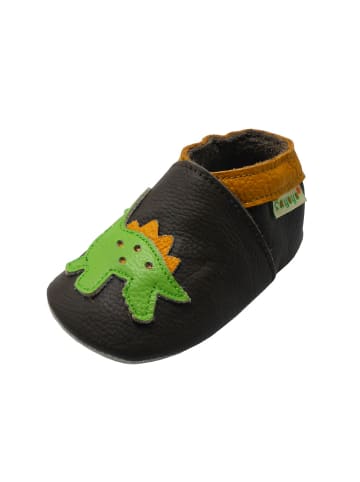 Yalion Leder-Krabbelschuhe "Dino" in Braun