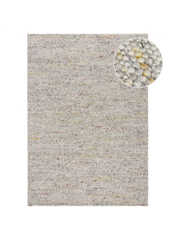 KADIMA DESIGN Wollteppich handgewebt Struktur hochdicht Teppich Wolle-Polyester in Weiß-Multi