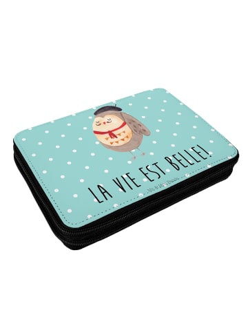 Mr. & Mrs. Panda Etui Eule Frankreich mit Spruch in Türkis Pastell