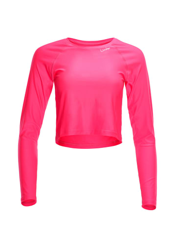 Winshape Functional Light Cropped Long Sleeve Top AET116 in neon pink