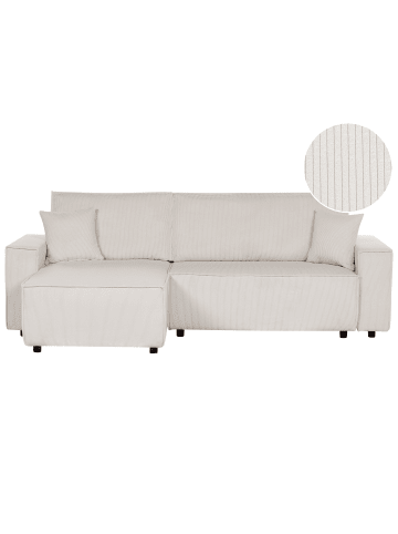 Beliani Ecksofa ABACKA in Weiß/Schwarz - (W) 247 x (H) 90 x (L) 147 cm rechtsseitig