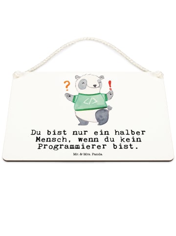 Mr. & Mrs. Panda Wandbild Holz Programmierer Herz mit Spruch in Weiß