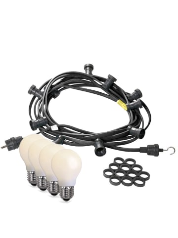 SATISFIRE Garten Party Lichterkette Illu 40 milchige LED Tropfenlampen 40m schwarz