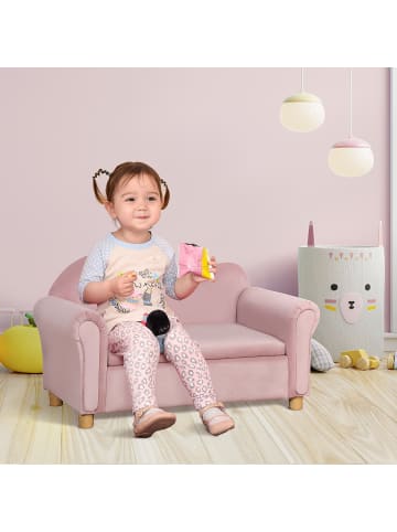 HOMCOM Kindersofa in Rosa 84L x 41,5B x 48,5H cm