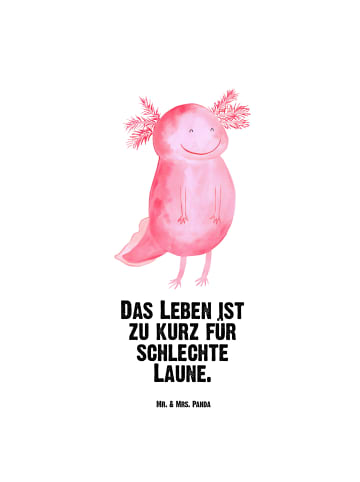 Mr. & Mrs. Panda Trinkflasche Axolotl Glücklich mit Spruch in Weiß