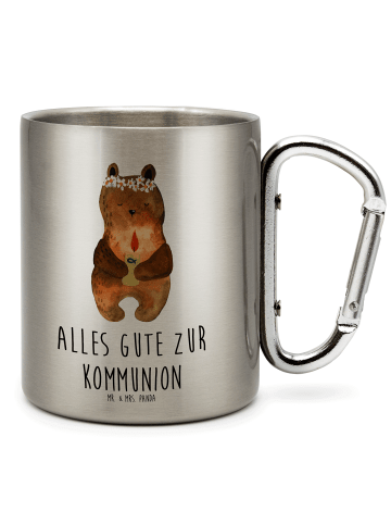 Mr. & Mrs. Panda Kaffeetasse Bär Kommunion mit Spruch in Silber