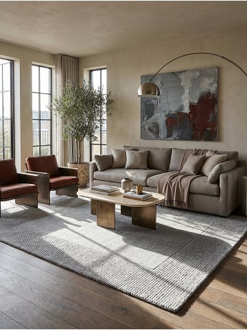 KADIMA DESIGN Wollteppich Kurzflor MOLE Handgewebt Naturfaser Wohnzimmer in Grau