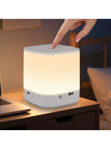 ZMH Tischleuchte LED in weiß 1800 mAh Akku Touch Dimmbar USB Wiederaufladbar