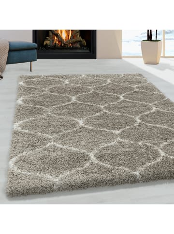 KADIMA DESIGN Teppich Hochflor Shaggy Skandi-Muster Polypropylen Wohnzimmer in Beige