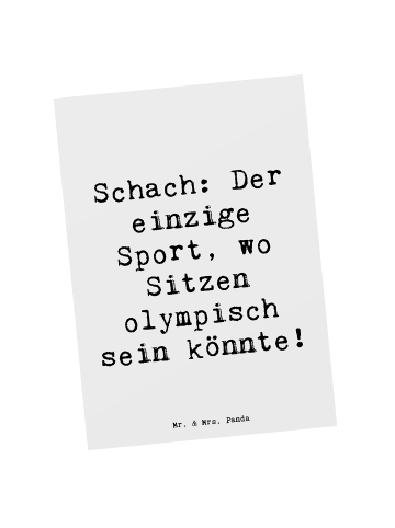 Mr. & Mrs. Panda Postkarte Spruch Schach: Der einzige Sport, wo ... in Weiß