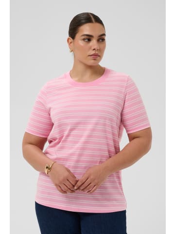 KAFFE curve T-Shirt kurzarm KCjilla Regular fit in Pink Frosting/Chalk Stripes