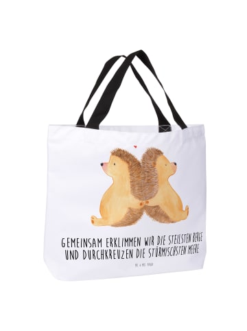 Mr. & Mrs. Panda Strandtasche Igel händchenhaltend mit Spruch in Weiß