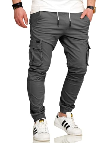 SOUL STAR Cargohose - S2LOM Chino Jogger Jeans Hose Stoffhose Freizeithose in Dunkelgrau