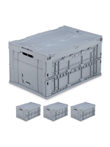 relaxdays 4x Klappbox in Grau - 60 l