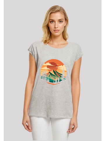 F4NT4STIC T-Shirt Sonnenuntergang Berglandschaft in grau meliert