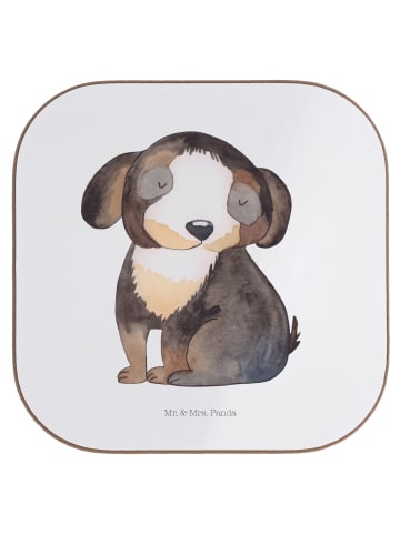 Mr. & Mrs. Panda Untersetzer Glas Hund Entspannen ohne Spruch in Weiß