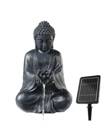 MARELIDA Solar Brunnen Buddha Gartenbrunnen Teichbrunnen Polyresin H: 37cm